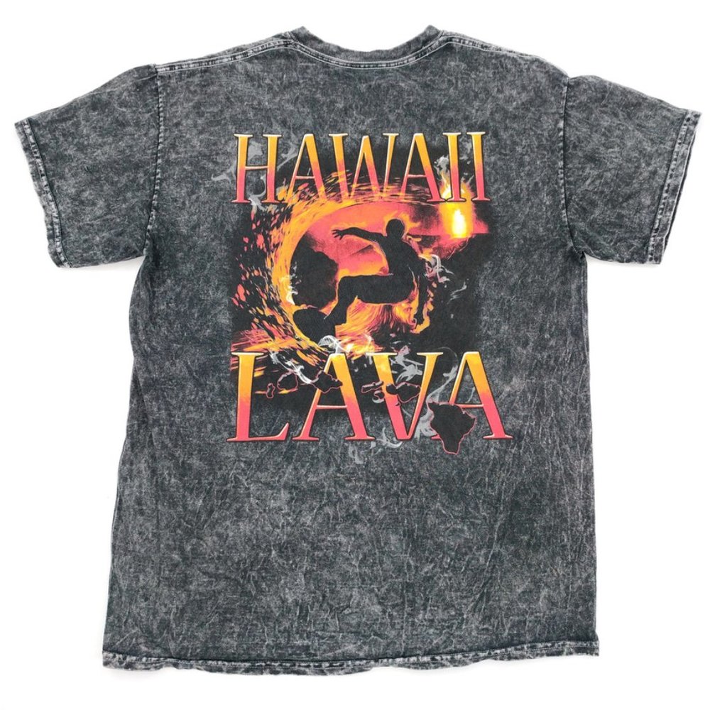 Hawaiian Lava Bleach Acid Wash Distressed T-Shirt - Picture 1 of 4